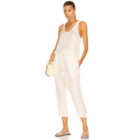 Nili Lotan Safi Ivory Dropped Crop Crotch Drawstring Rayon Pants Size XS - Picture 2 of 8